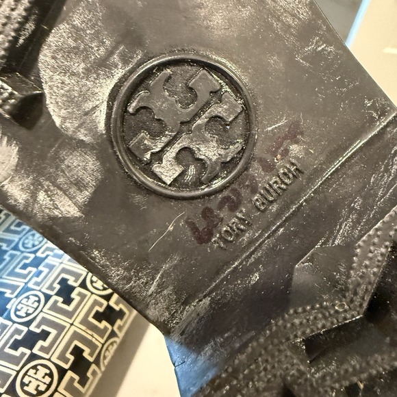 Tory Burch Wellington Rainboot Women's 10 All Over Logo Rubber Waterproof - Picture 12 of 16